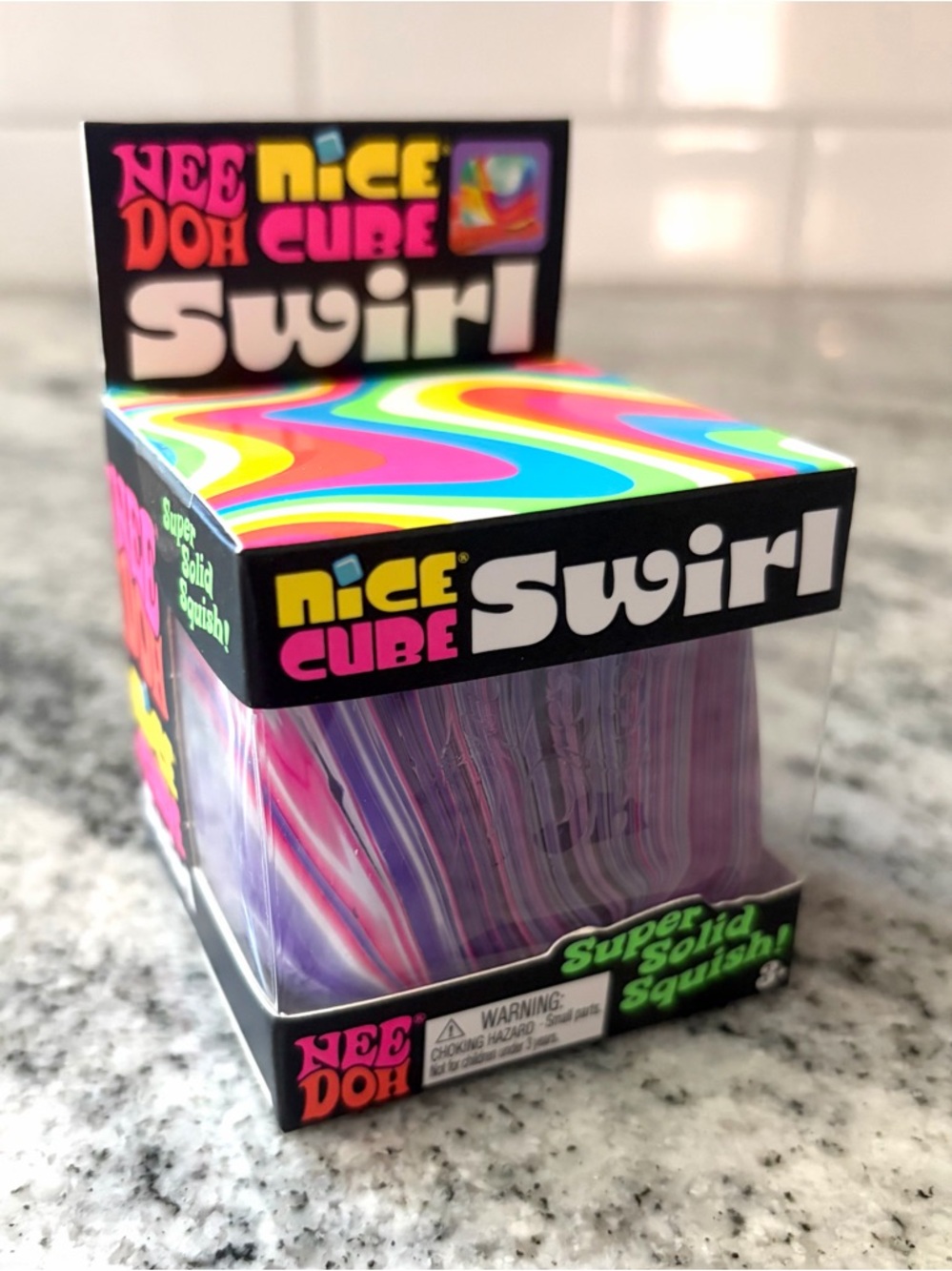 Nee Doh needoh Nice Cube Swirl Super Solid Squish! - NEW Sealed 💗💜 Purple Pink